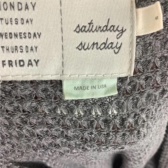 Anthropologie Sz S Thermal Sweater Dress Gray Polyester Button Front V Neck - Picture 6 of 7